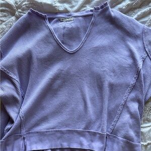 We The Free Lilac Waffle Knit Top